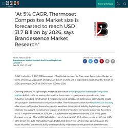 "At 5% CAGR, Thermoset Composites Market size is forecasted to reach USD 31.7 Billion by 2026, says Brandessence Market Research"