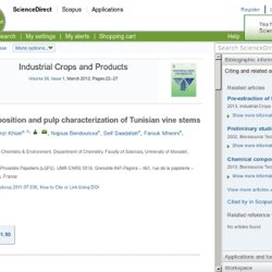 Industrial Crops and Products - Chemical composition and pulp characterization of Tunisian vine stems
