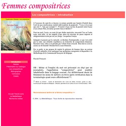 Femmes compositrices - Introduction
