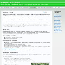 Compost Bins: Compost bin reviews, info on compost bins, tumblers and compost piles