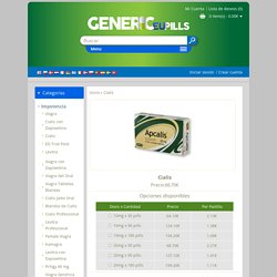 Ordene las píldoras genéricas de Cialis (tadalafil) en la farmacia en línea