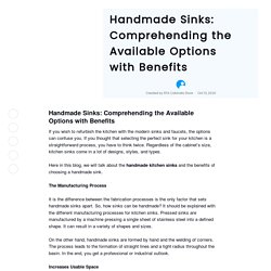 Handmade Sinks: Comprehending the Available Options with Benefits