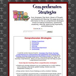 Comprehension Strategies - Making connections, questioning, inferring, determining importance, and more