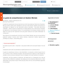 Le geste de compréhension en Gestion Mentale