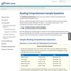 The TOEFL Junior Tests: Reading Comprehension Sample Questions