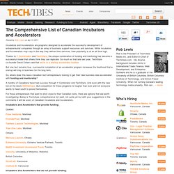 TECHVIBES-The Comprehensive List of Canadian Incubators and Accelerators