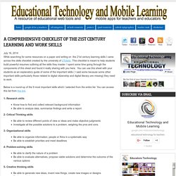 A Comprehensive Checklist of The 21st Century Learning and Work Skills