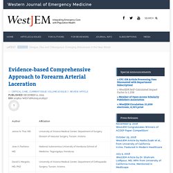 Evidence-based Comprehensive Approach to Forearm Arterial Laceration - The Western Journal of Emergency Medicine