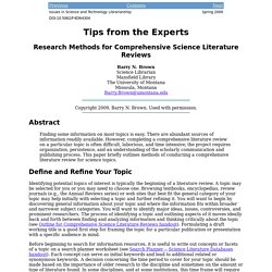 Research Methods for Comprehensive Science Literature Reviews