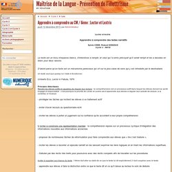 Apprendre à comprendre au CM / 6ème : Lector et Lextrix - Groupe départemental maîtrise de la langue 84