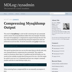 Compressing mysqldump output