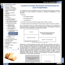 Cours de comptabilité générale - La prise en compte des besoins de financement du cycle d'exploitation