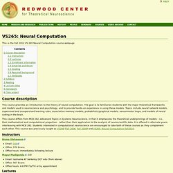 VS265: Neural Computation - RedwoodCenter