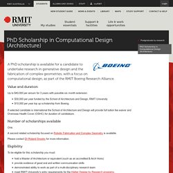 PhD Scholarship in Computational Design (Architecture)