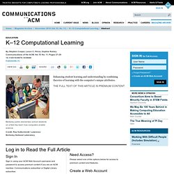 K–12 Computational Learning - ACM