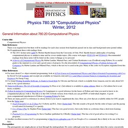OSU Physics: Physics 780.20 Computational Physics Course Information