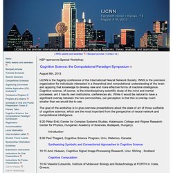 Cognitive Science: the Computational Paradigm Symposium – IJCNN 2013 – International Joint Conference on Neural Networks