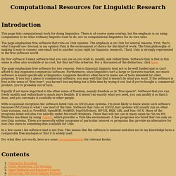 Computational Resources for Linguistic Research