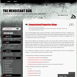 Computational Linguistics Blogs « The Mendicant Bug