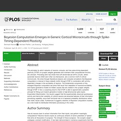 Bayesian Computation Emerges in Generic Cortical Microcircuits through Spike-Timing-Dependent Plasticity