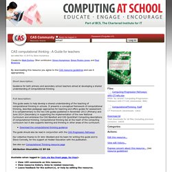 A computational thinking guide & Progression Pathways assessment framework including computational thinking: KS1 (Y1) to KS3 (Y9)