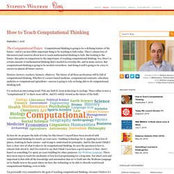 How to Teach Computational Thinking—Stephen Wolfram Blog