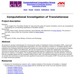 Computational Investigation of Translationese