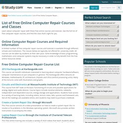 List of Free Online Computer Repair Courses and Classes