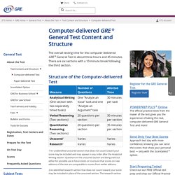 GRE Computer-delivered General Test Content and Structure (For Test Takers)