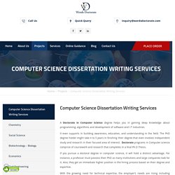 PhD Computer Science Dissertation Writing Services with Online Guidance.