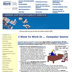 Computer Games Careers