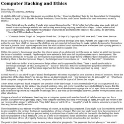 Computer Hacking and Ethics