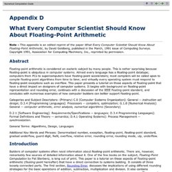 What Every Computer Scientist Should Know About Floating-Point Arithmetic