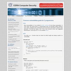 Common vulnerabilities guide for C programmers