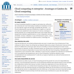 Cloud computing et entreprise/Avantages et Limites du Cloud computing — Wikiversité
