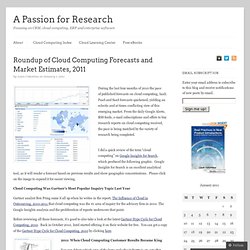 Roundup of Cloud Computing Forecasts and Market Estimates, 2011