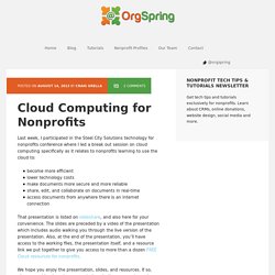 Cloud Computing for Nonprofits - OrgSpring
