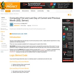 Computing First and Last Day of Current and Previous Month (SQL Server) - CodeProject