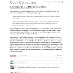 Cook Computing - RemotingException and Missing Channel Sinks