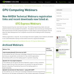 GPU Computing Online Seminars