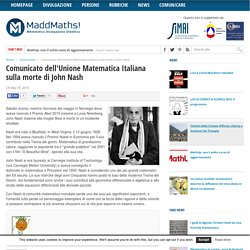 Comunicato dell’Unione Matematica Italiana sulla morte di John Nash - Maddmaths!