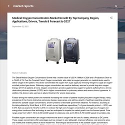 Medical Oxygen Concentrators Market Growth By Top Company, Region, Applications, Drivers, Trends & Forecast to 2027
