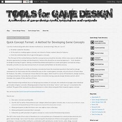 Quick Concept Format: A Method for Developing Game Concepts