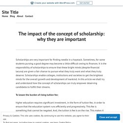 The impact of the concept of scholarship: why they are important