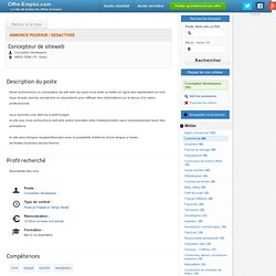Offre d'emploi de Concepteur développeur en Freelance à PARIS 7EME 75 - Concepteur de siteweb - Offre-Emploi.com