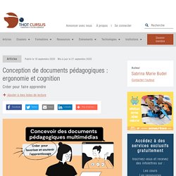 Conception de documents pédagogiques : ergonomie et cognition - Thot Cursus