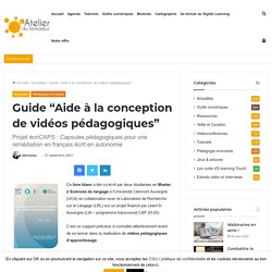 Guide “Aide à la conception de vidéos pédagogiques”