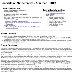 Concepts of Mathematics - Summer I 2012