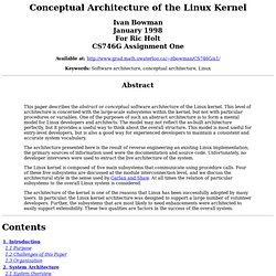 Conceptual Architecture of the Linux Kernel
