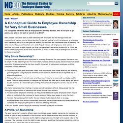 A Conceptual Guide to Employee Ownership for Very Small Businesses